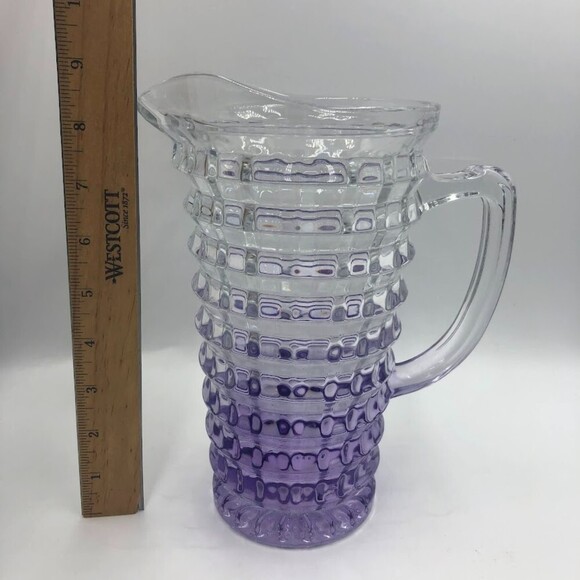 Purple and Clear Textured Glass Pitcher Ombre Unique - Picture 11 of 13